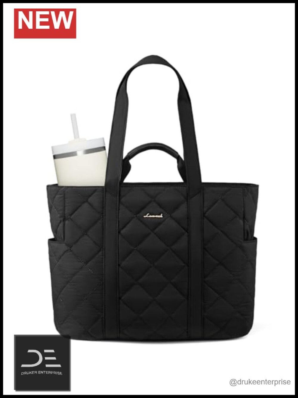Light Puffer Tote Bag with Multi-Pockets, Laptop Bag for Travel Work Gym